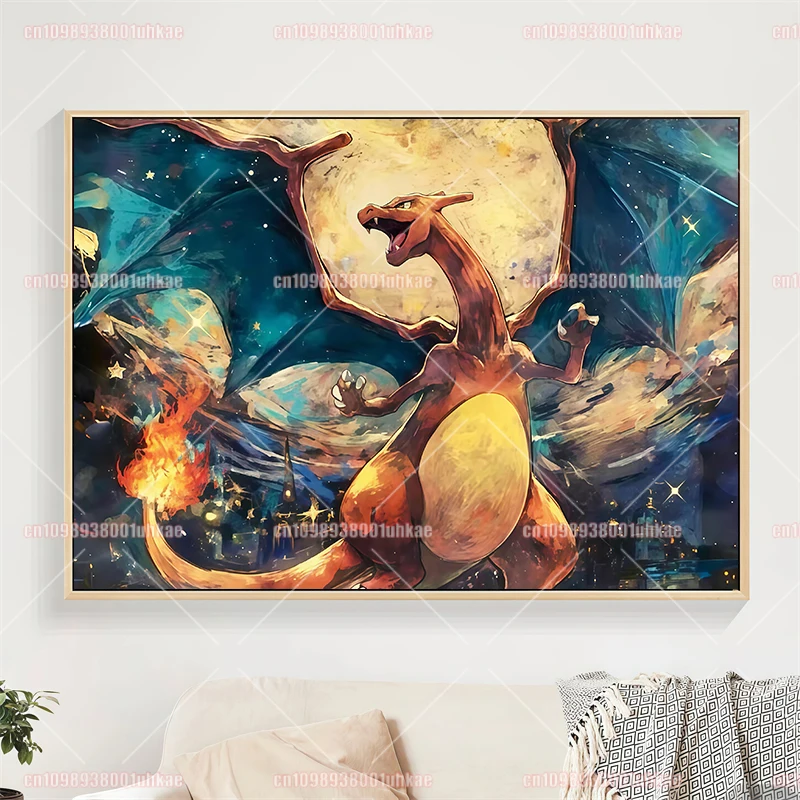 

Classic Anime Pokemon Charizard Gengar Mewtwo Cartoon Poster High Quality Canvas Painting Home Children's Room Wall Decoration
