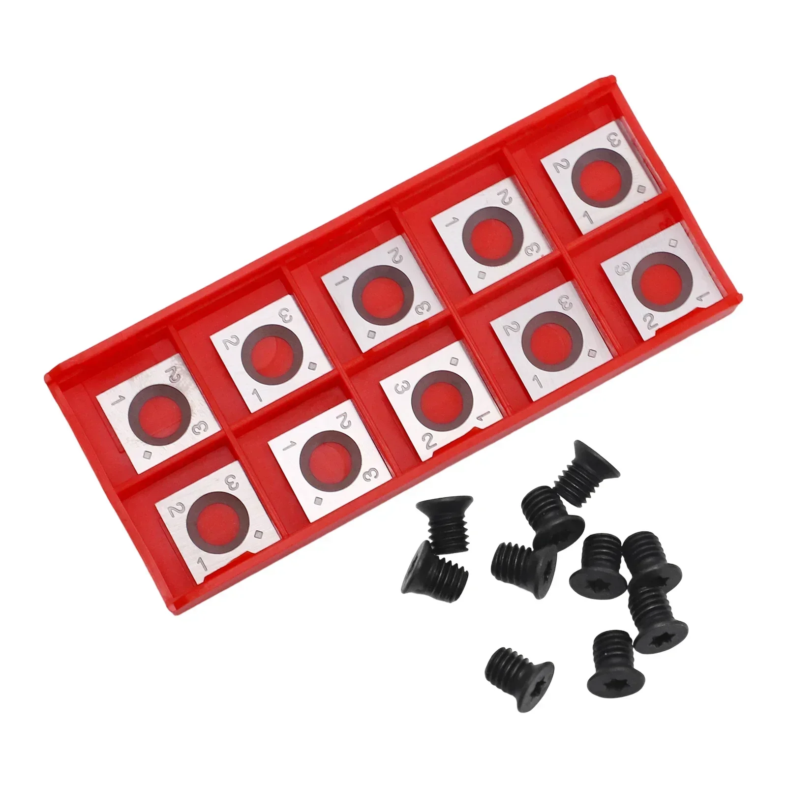 10Pcs Carbide Blades With 10Pcs M6*15 Screws Carbide Tool Corners For Plywood, Chipboard, Particleboard