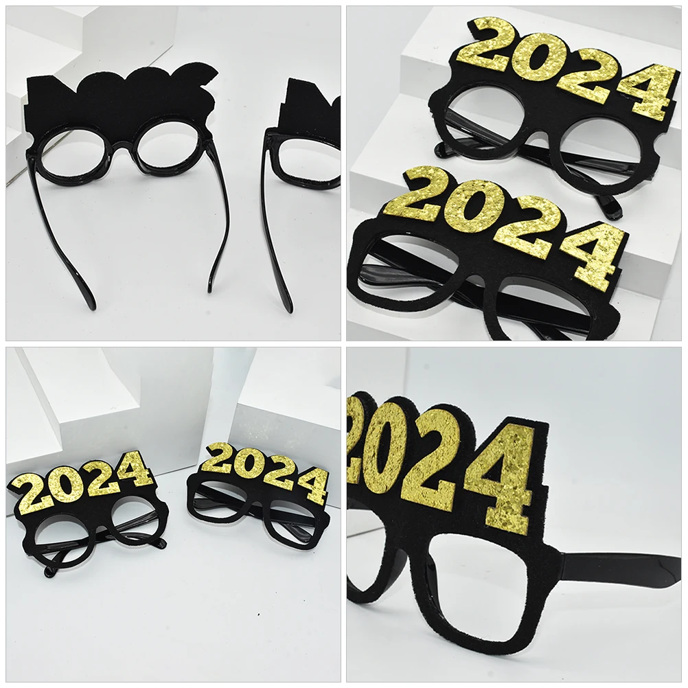 

2pcs 2024 New Year Number Eyewear Party Glasses Photo Props Festival Costume Accessories Performance Decor Graduation Party