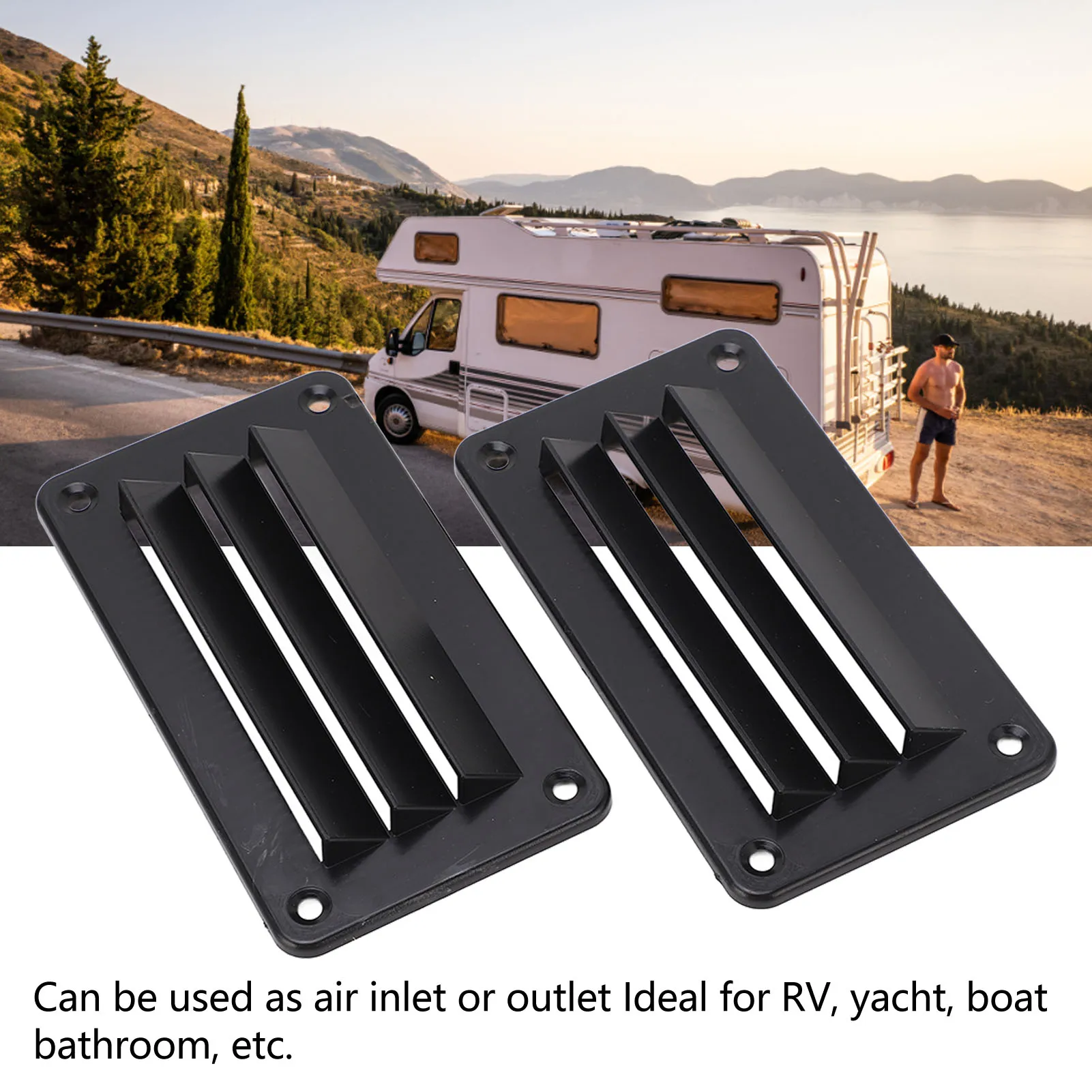 2pcs ABS RV Air Vent Louver Professional Bathroom Ventilation Outlet Grille for Boat Yacht Home White Black Color Optional