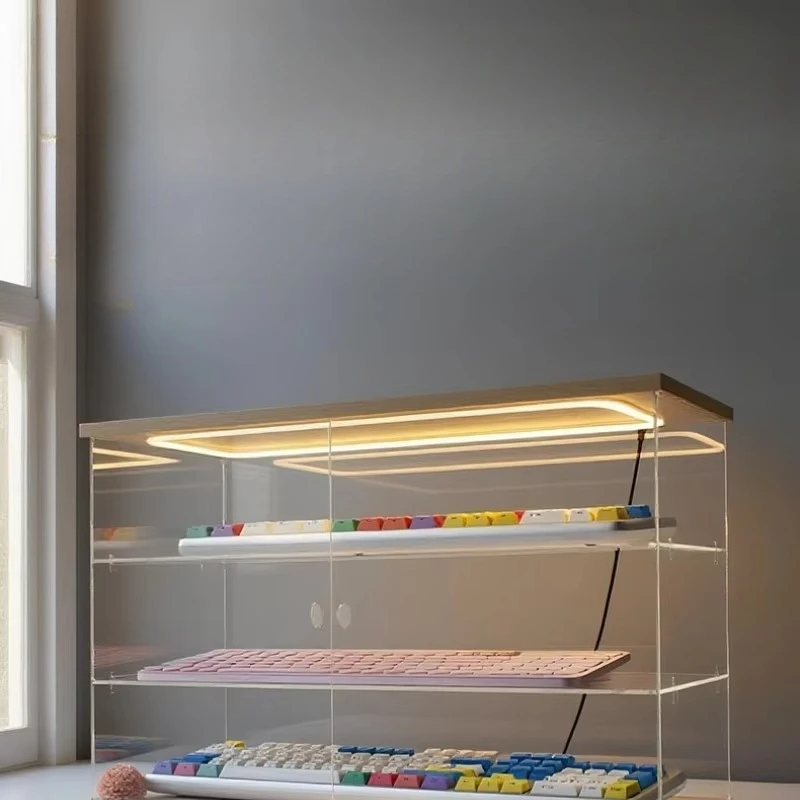 Dustproof Keyboard Display Storage Rack, Solid Acrylic Keyboard Display Case, Mechanical Keyboard Holder File Storage Cabinet