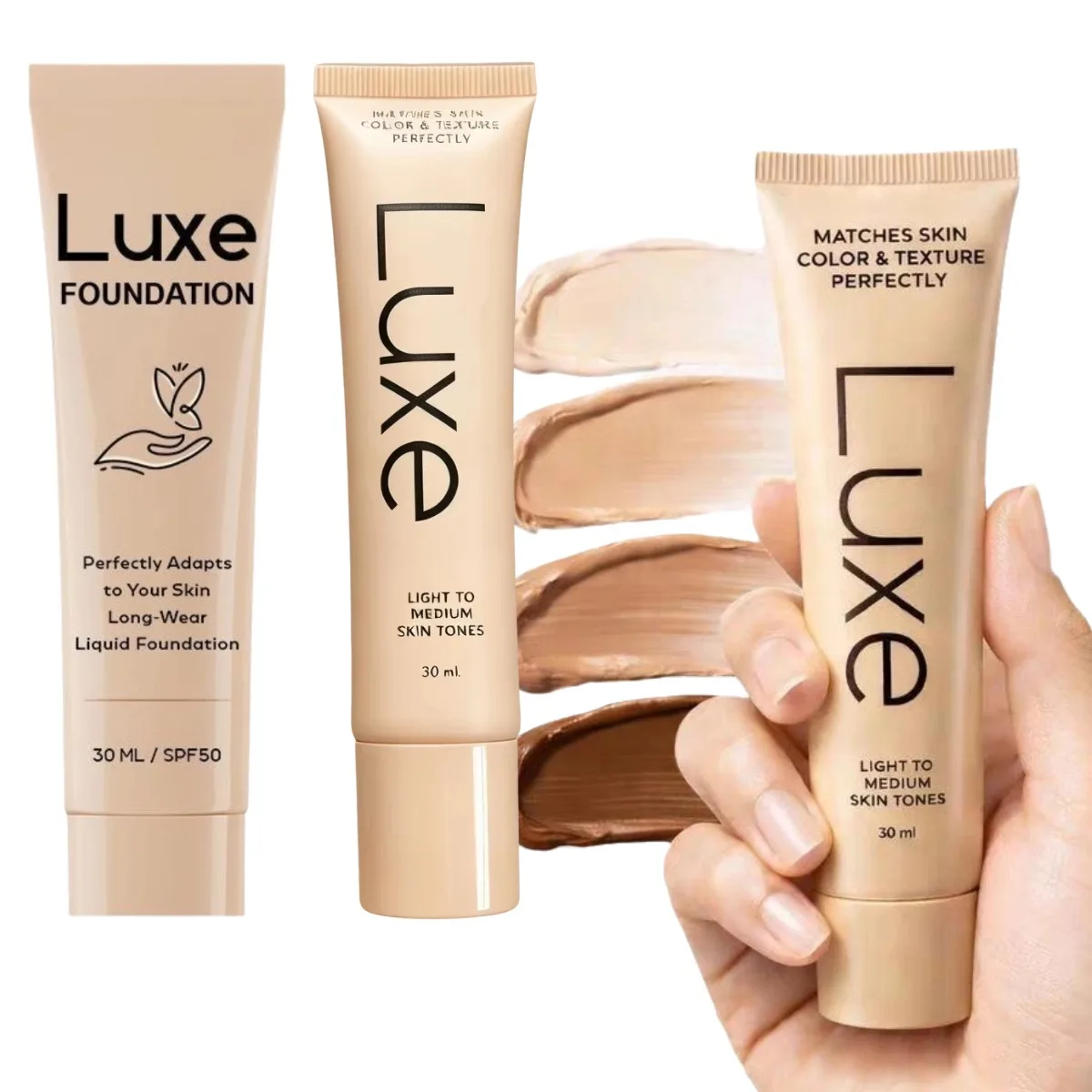 Luxe SPF50 Sunscreen Waterproof Color Changing Foundation,Full Coverage Lasting Base Concealer For Pores,Acne,Wrinkles,Scars