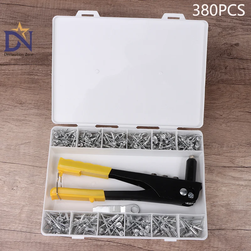 

380pce Heavy Duty Riveter Gun Set Hand Riveter Set Rivet Pliers Gun Automotive Tools