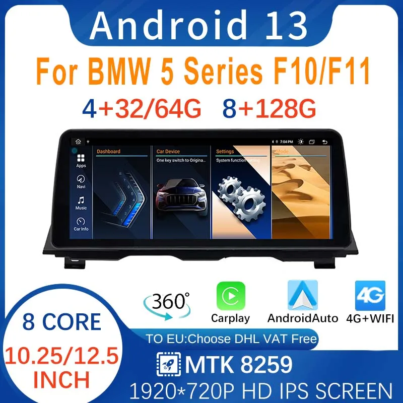 

Android13 MT8259 10.25" 12.5" 8G+128G Radio Stereo Player For BMW 5 Series F10 F11 Video GPS Navigation Multimedia Carplay WIFI