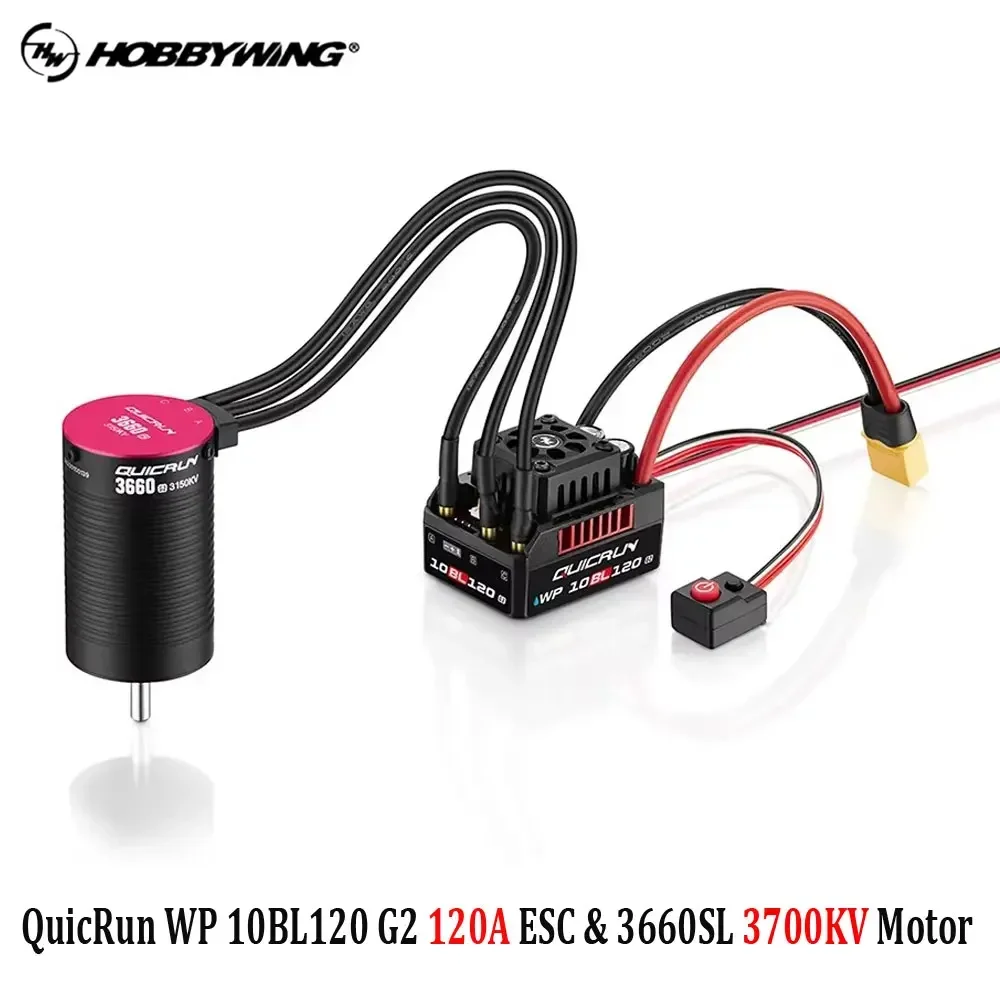 HobbyWing QuicRun WP 10BL120 G2 120A ESC + 3652/3660 G2 Borstelloze Motor Combo voor 1/10 RC Auto/Buggy Racing Accessoires