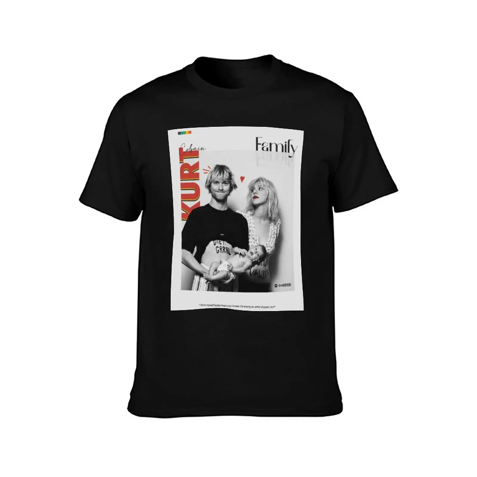 Kurt Cobain family poster, minimalist modern vintage, wall art T-Shirt graphic t shirts mens big and tall t shirts