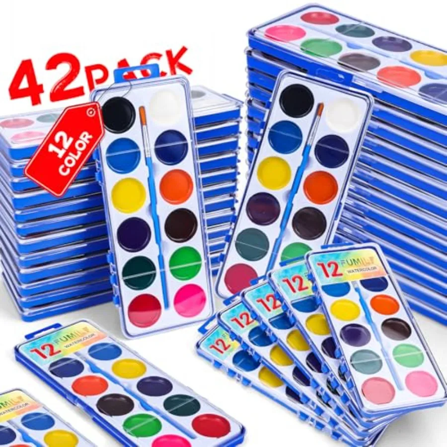 

42 Pack Watercolor Paint Set for,s Waters Paints with Paint Brush, Watercolor Paint Set for Party Favor, Classroom, Easter Bask