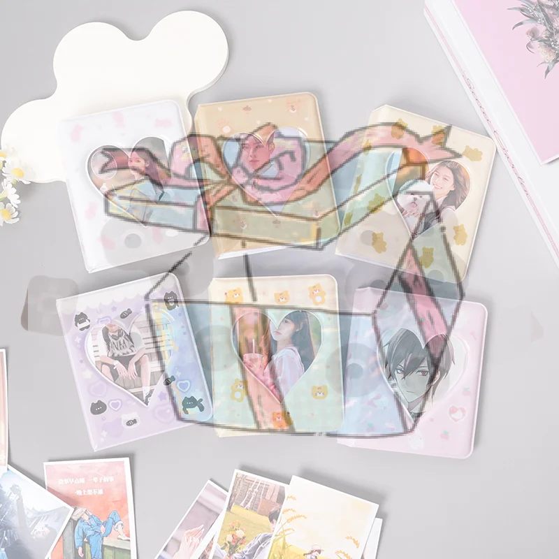 36 Cards Kpop Card Binder Name Card Book Photocard Holder Cute Bear Photo Album 3 Inch Love Heart Hollow Picture Storage Case