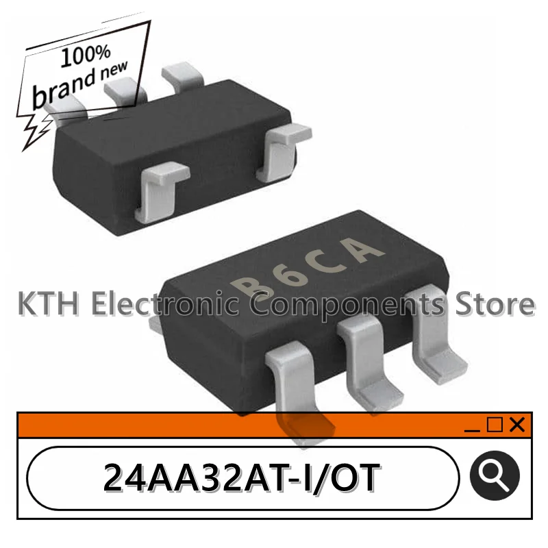 10Pcs/lot imported 24AA32AT-I/OT EEPROM Memory IC 32Kbit I2C SOT-23-5 screen printing B6** 100% new imported Chip