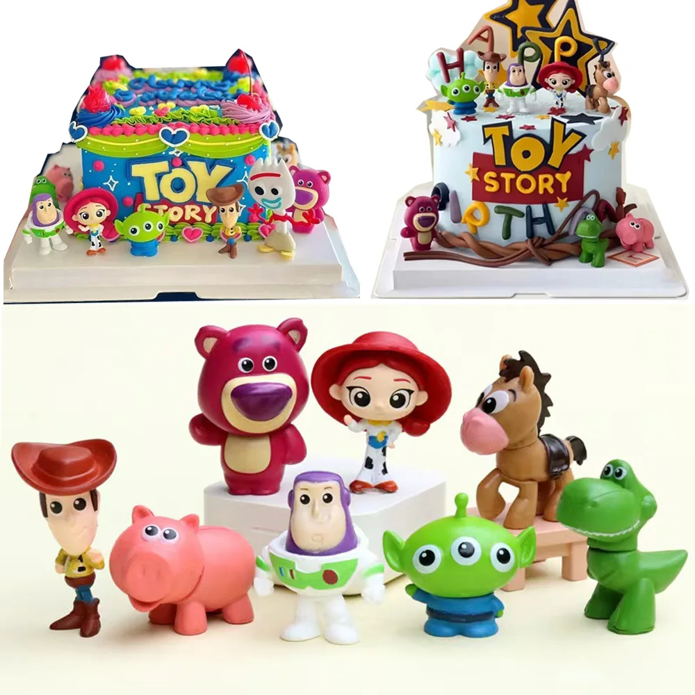Toy Story 4 Woody Buzz Lightyear Q Version Action Figures Mini Dolls Kids Toys Model for Birthday Children Gift