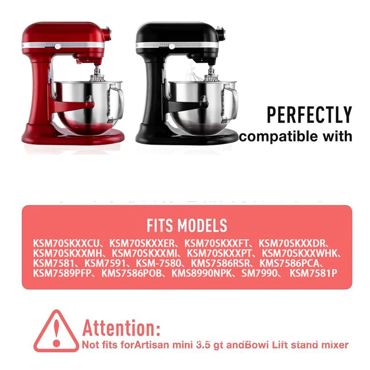 7QT Stainless Steel Mixer Bowl for Kitchenaid 7QT Tilt-Head Mixers KSM70SKXXV8 KSM70SKXXCA KSM70SKXXBK with Handle