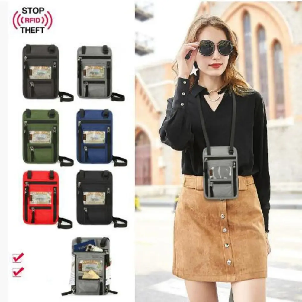 

New Multi functional Neck Hanging Passport Bag 16*2*23.5cm 6 Colors RFID Crossbody Cover Protection Cover