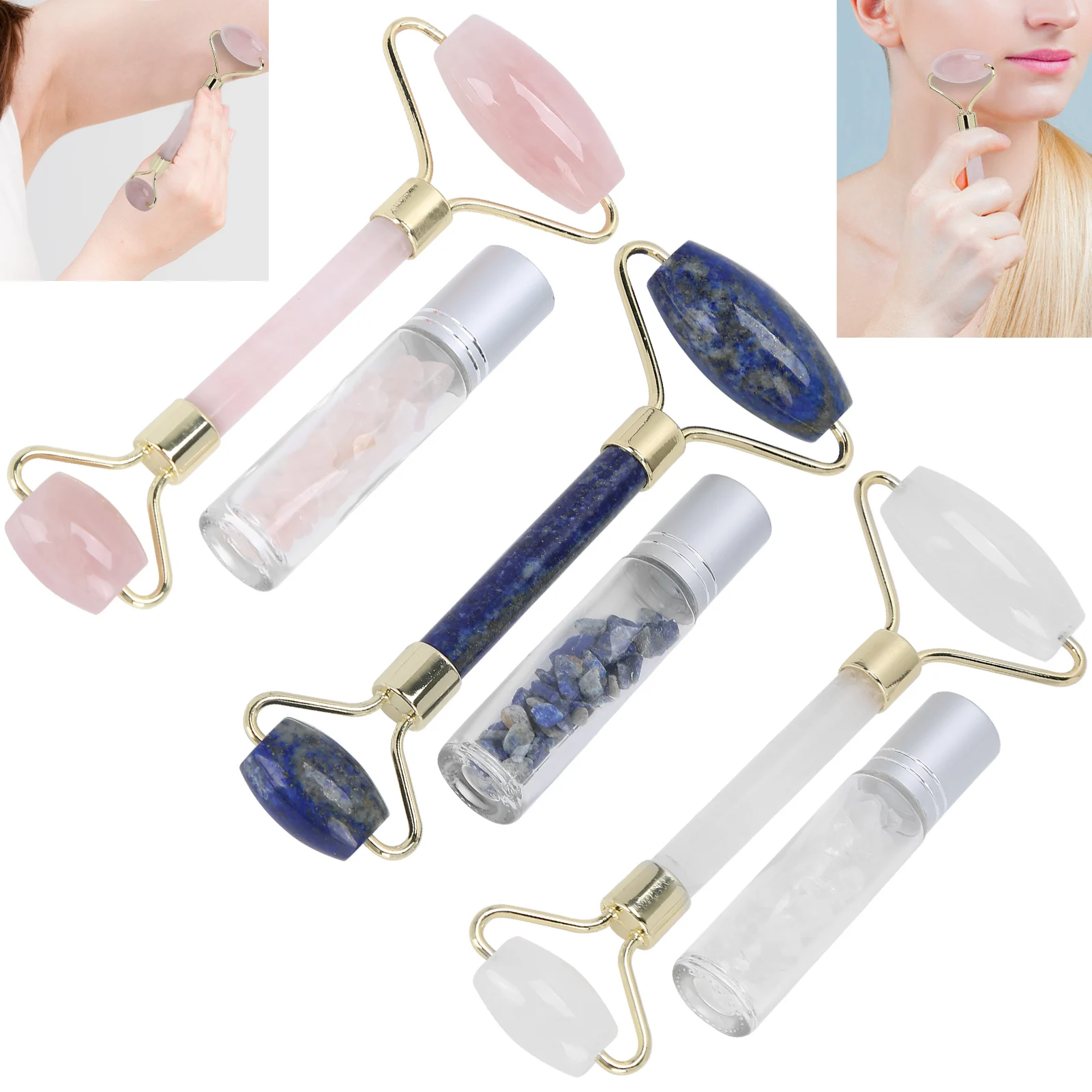 

Face Roller Massager Face Roller Massager Facial Beauty Massage Roller with Roll On Essential Oil Bottle Facial Massage Roller