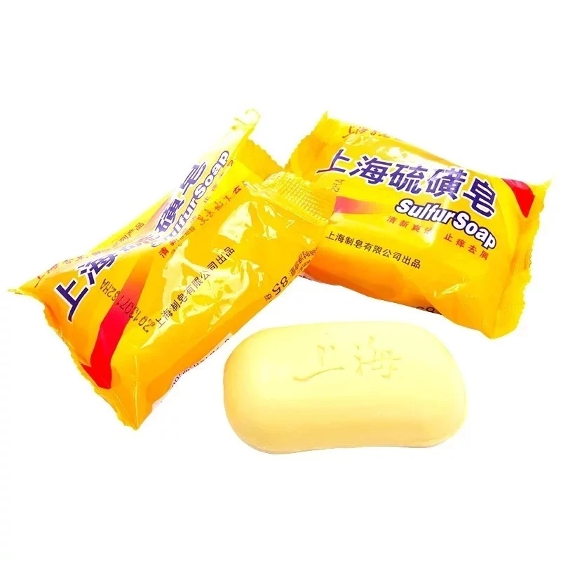 6PCS Shanghai Sulfur Soap Oil-Control Acne Treatment Psoriasis Seborrhea Eczema Anti Fungus Perfume Butter Bubble Bath 85g