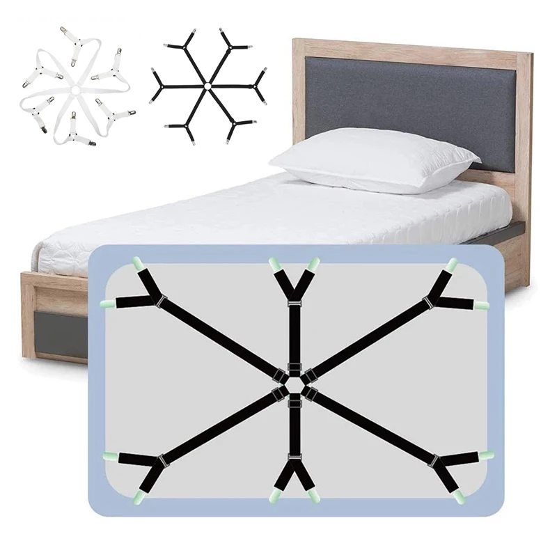 

12 Clips Adjustable Elastic Bed Sheet Holder Mattress Clip Fasteners Cover Blankets Non-Slip Fixing Strap Grippers