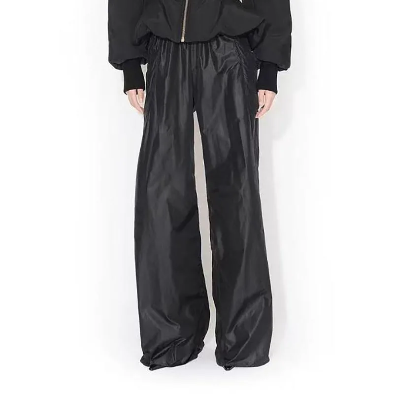 Women's pants New color blocking spliced straight leg pants for the summer of 2026 High waisted slim fit wide leg pants trousers