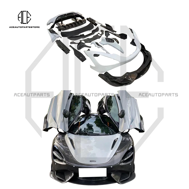 Carbon Fiber FRP Body Kit For McLaren-720S Facelift 765LT Style 2017 Up Front Bumper Side Skirts Rear Spoiler Diffuser Exhaust