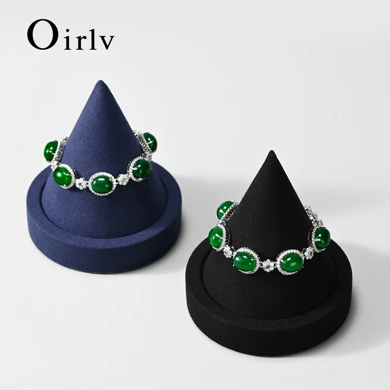 

Подставка для браслетов Oirlv: коническая подставка из микрофибры для браслетов из жадеита, держатель для браслетов из хрустальных бусин, демонстрационный реквизит
