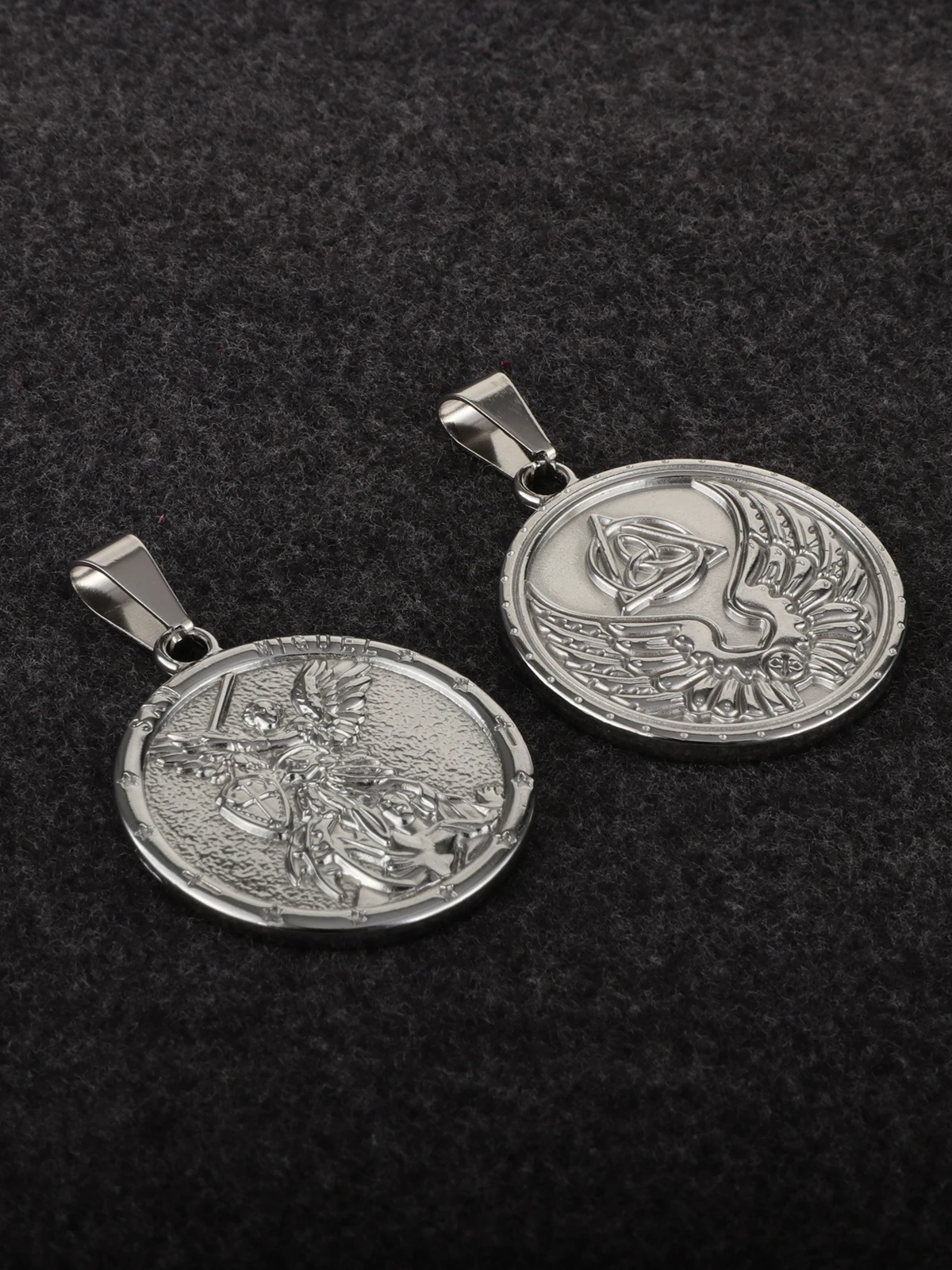 Christian The Archangel Protect Us Medal Stainless Steel Saint Michael Shield Crusader Sword Pendant for DIY Accessories