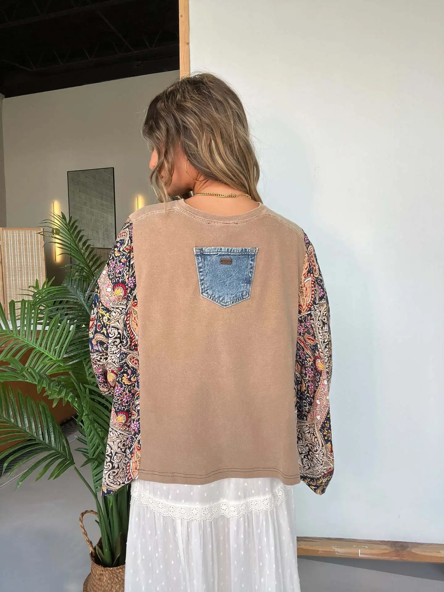 Wide Sleeved Shirt Women Spring Asymmetric Hem Button Women's Shirts Simple Lady O Collar Shirts & Blouses camisas femininas