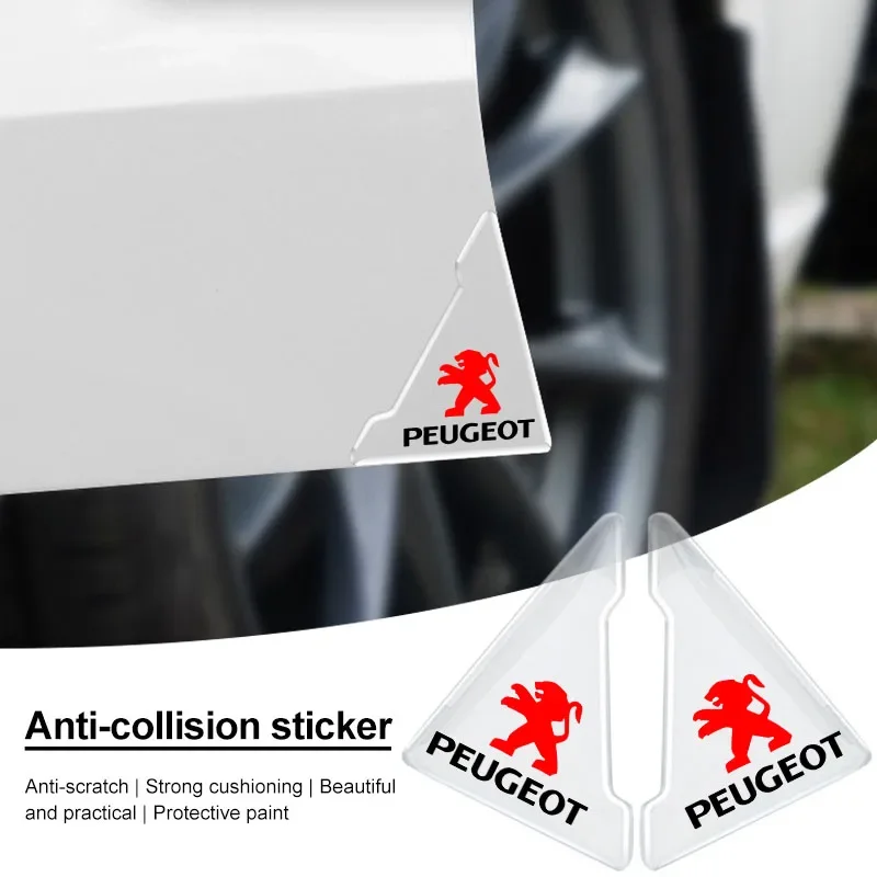 Protector de esquina de puerta de coche de silicona, cubierta anticolisión contra arañazos para Peugeot 108 406 407 408 206 207 208 306 307 308 508, 2 uds.