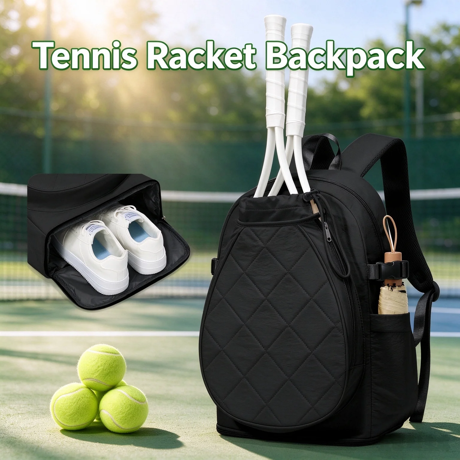 Tennis Racket Bag, Tennis Paddle Backpack, Badminton Racquet, Carry Bag, Tote Bag for Tennis/Pickleball/Badminton/Squash Sports