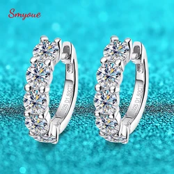 Smyoue 18k 3cttw Moissanite Hoop Earring for Women 4mm Stones D Color Sparkling Created Diamond Earring 100% 925 Sterling Silver