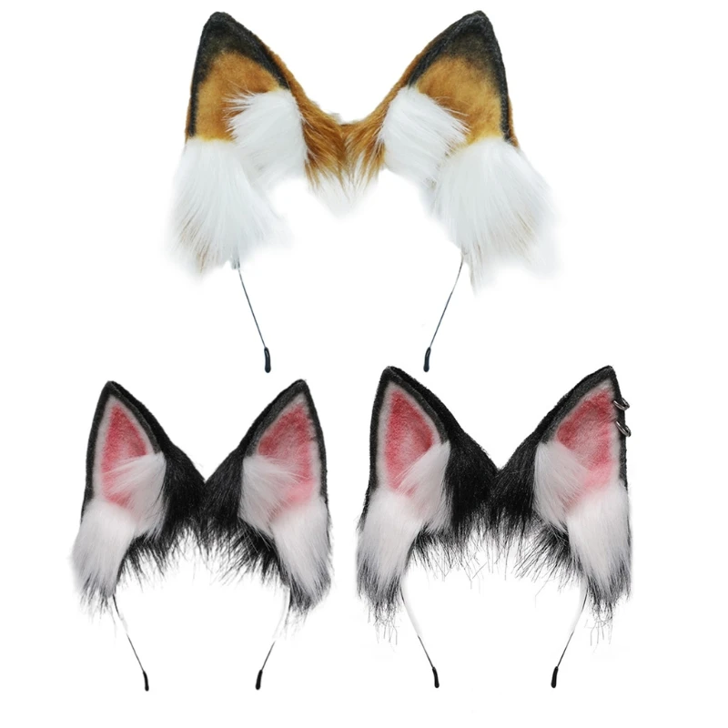 Adult Children Cartoon Fox Ears Shaped Headband Plush Hair Hoop Live Broadcast Rave Christmas Cosplay Party Headpieces