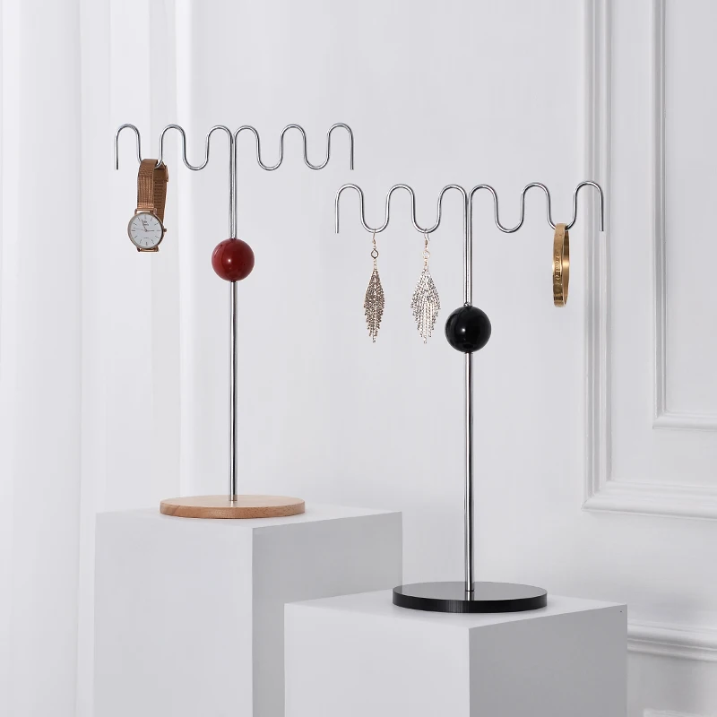 

Изогнутая стойка для ювелирных изделий, Стеллаж для выставки товаров ювелирных изделий, Металлическая стойка для ожерелья, серег, браслетов и колец, Стеллаж для хранения ювелирных изделий