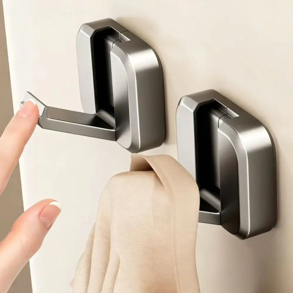 Premium Foldable No Drill Wall Hook Hidden Strong Load Bearing Punch Free Hidden Rack Alloy Self-adhesive Hanging Rack Bathroom