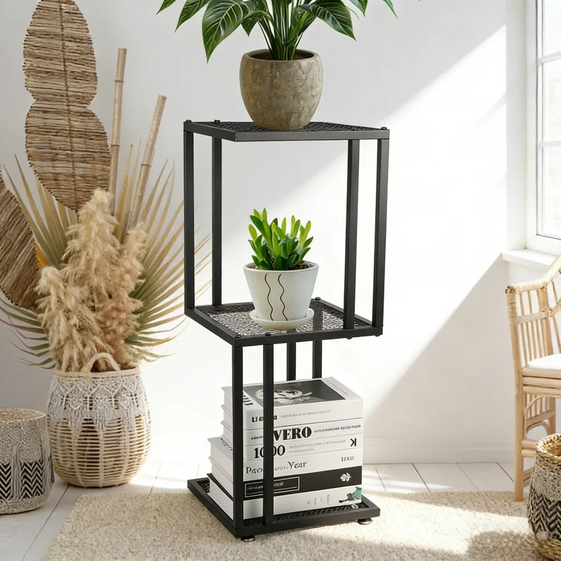 

Indoor and Outdoor Universal2Metal Flower Stand for Living Room, Bedroom, Balcony, Green Plants, Succulents, Multi-Functional Sh