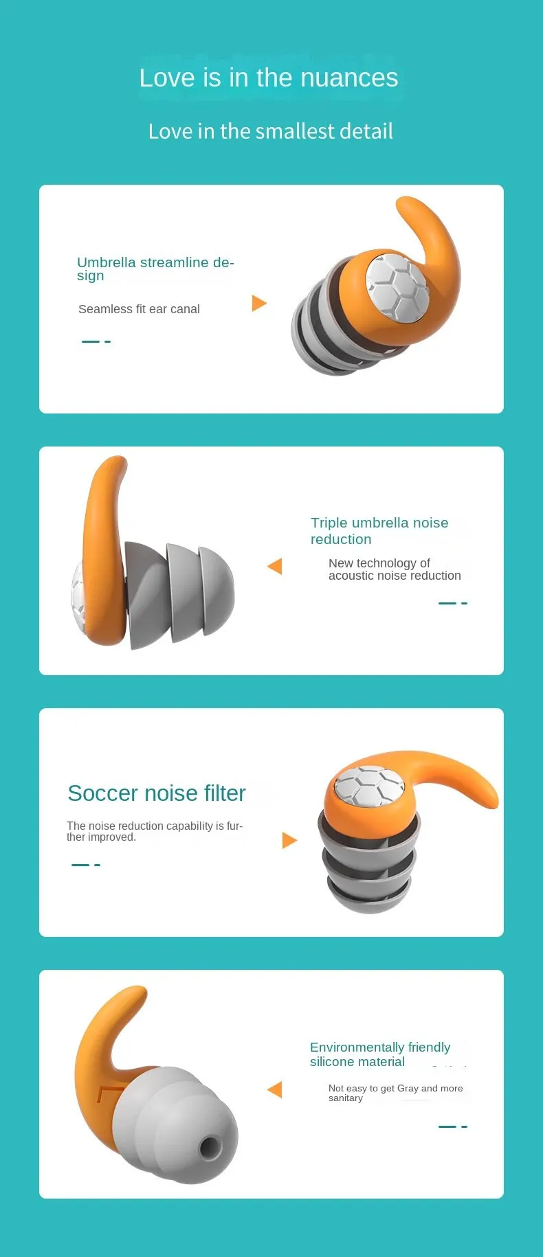 1-6pair Silicone Noise Cancelling Earplugs Noise Filter Sleep Swimming Waterproof Three Layer Mute Earplugs