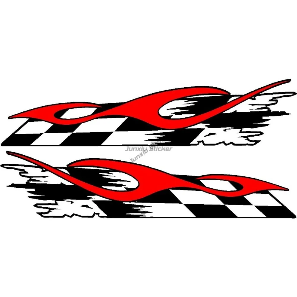 

Checkered Flag & Flame Racing Vinyl Graphics 2 Decal Sticker Camping Motorcycle Stickers Car Window Funny Refit Decoration