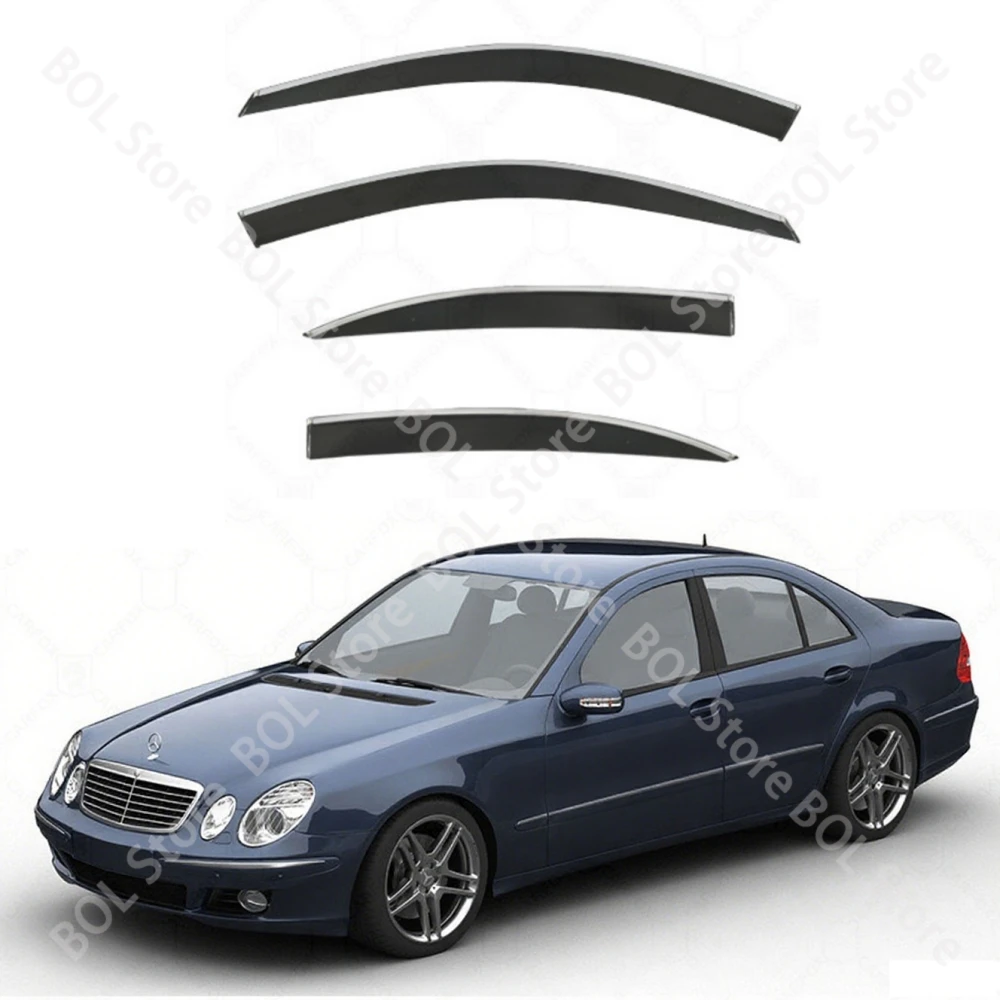 Para MERCEDES-BENZ CLASE E W211 Sedan 2003 2004 2005 2006 2007 2008 Visera de ventana deflectores de viento protectores de lluvia Visera de puerta