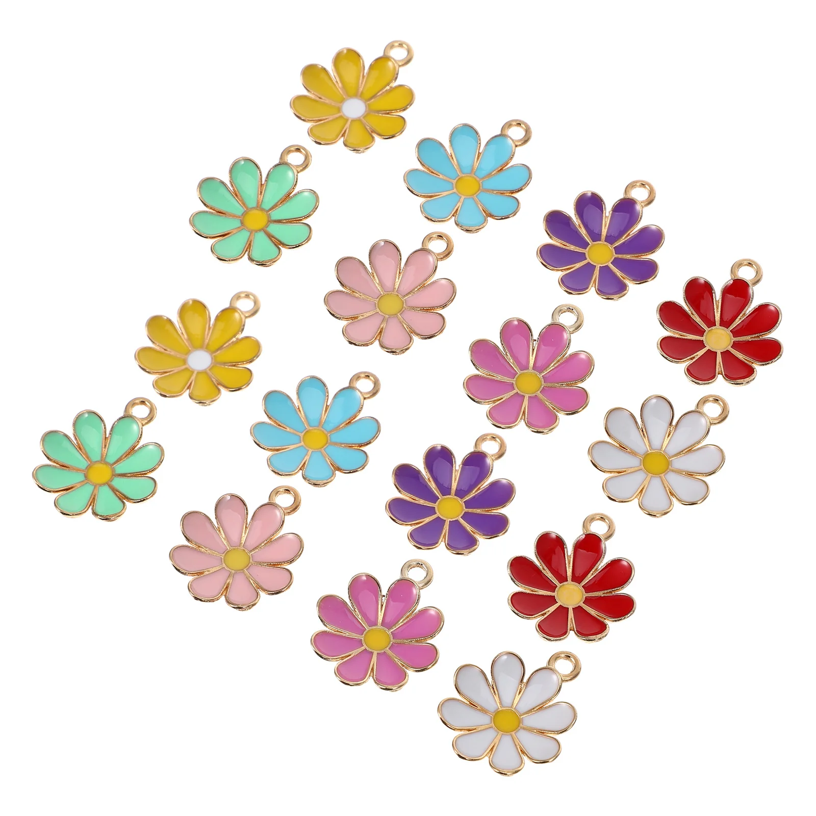 

30Pcs Mini Daisy Charms Alloy Colorful Flower Pendant Charms for DIY Jewelry Making Bracelets Necklaces Holiday Decorations
