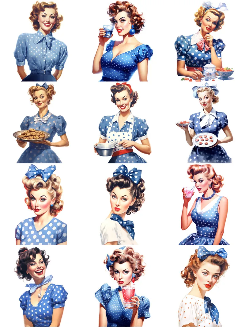 12Pcs/Pack Retro Country Girl Sticker DIY Craft Scrapbooking Album Junk Journal Decorative Stickers