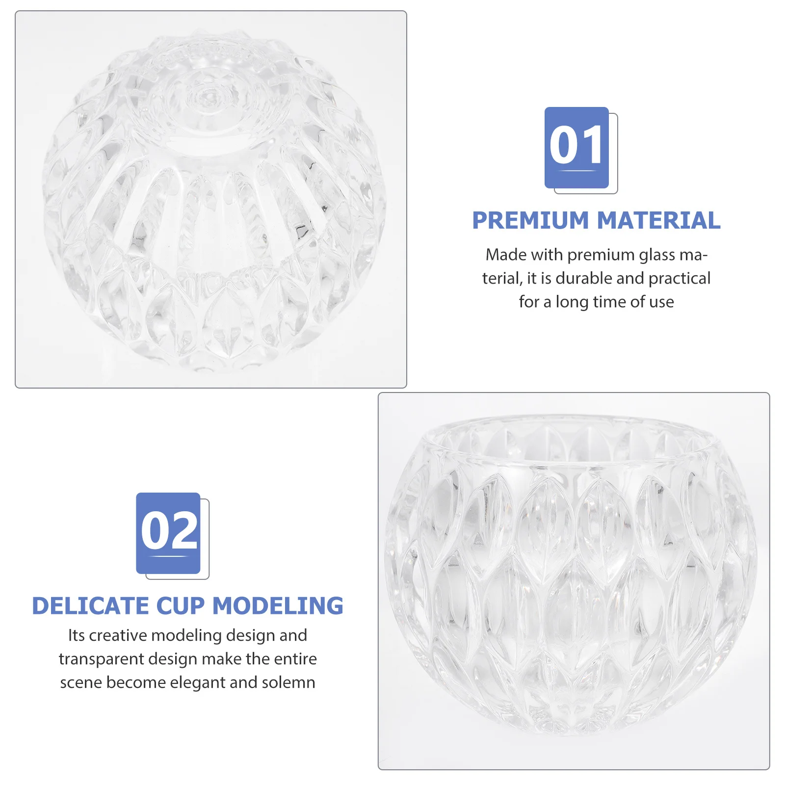 

2Pcs Transparent Glass Candleholder Clear Cup Modeling Romantic Wedding Table Decor Exquisite Desktop Candlestick