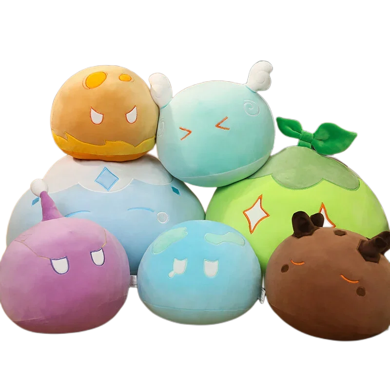 Genshin Ball Impact Slime Peluche pour Enfants, Lampe Anime, Oreiller Doux au Beurre, Peluche Kawaii, Jouets Ronds, 30 cm, 40 cm, 50cm