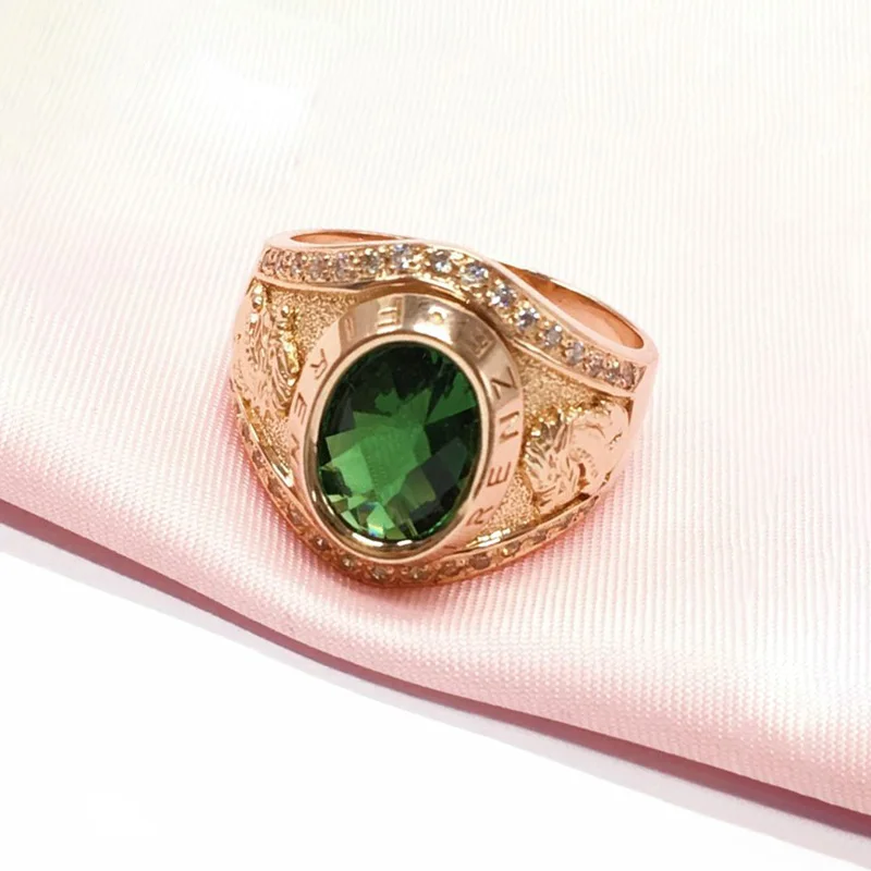 585 Purple Gold Green Gem rings for women Plated 14K Rose gold Original Light luxury Fashion Court style New in Jewelry