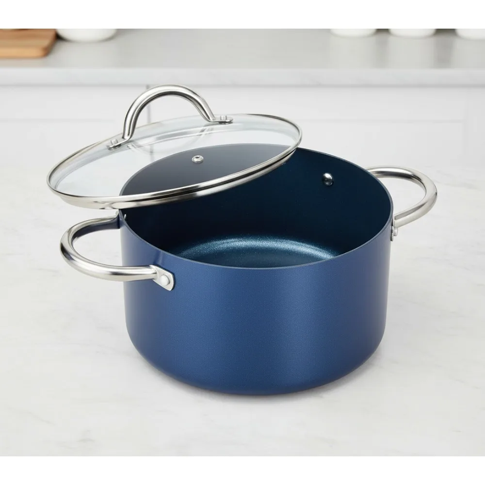 

6 Quart Ceramic Stock Pot with Lid, Non-Toxic & Non-Stick, Induction Compatible for Healthy Family Cooking
