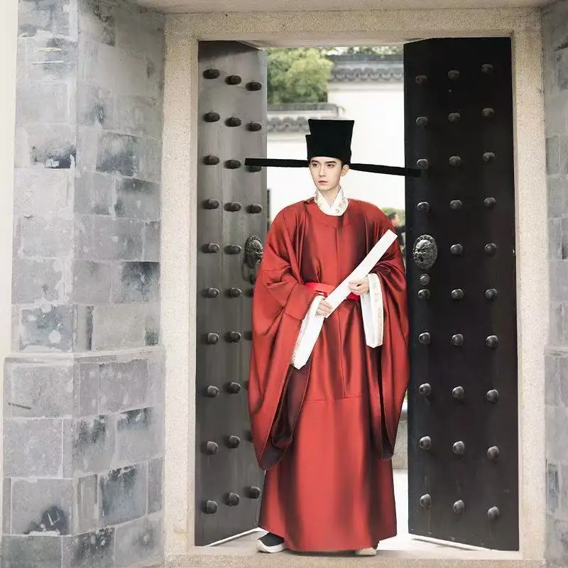 Song Dynasty Official Uniforms Mens Traditional Chinese Round Neck Robe Dattern Pattern Wedding Groom Clothing Royal Guards Suit