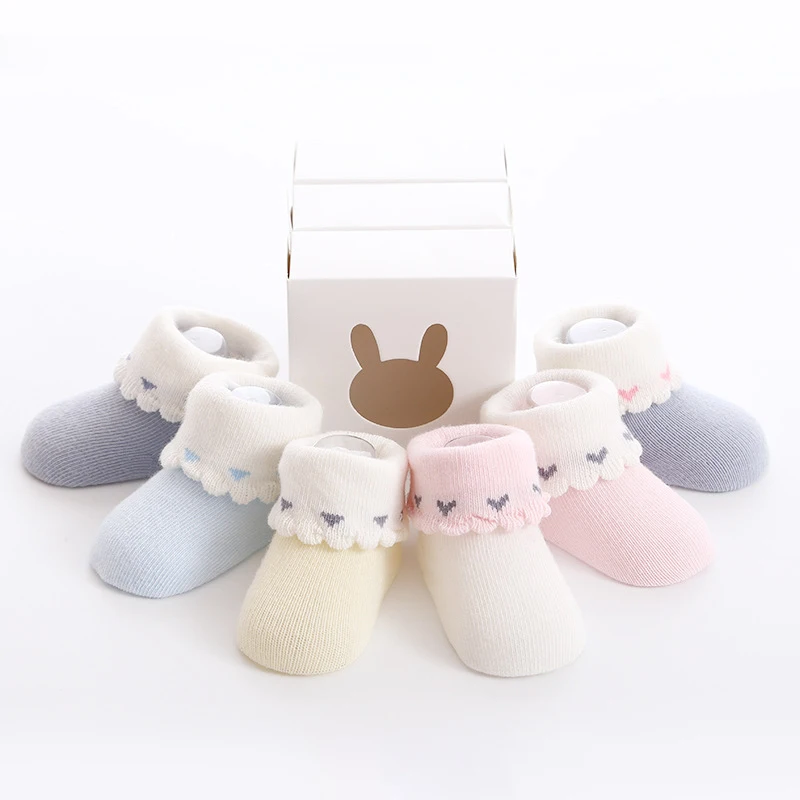 

3Pair/Lot New Baby Girls Boys Non-Slip Autumn Spring Cotton Socks Solid Color Newborn Baby Footwear Socks