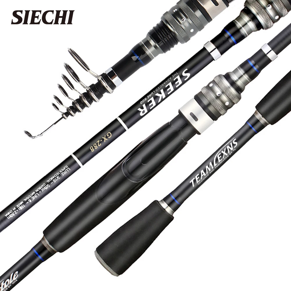 HLUR-caña de pescar telescópica en roca, alimentador giratorio de carpa, fibra de carbono, 1,68 M, 1,98 M, 2,28 M, 2,58 M, 2,8 M, Mini viaje, Ultra duradero