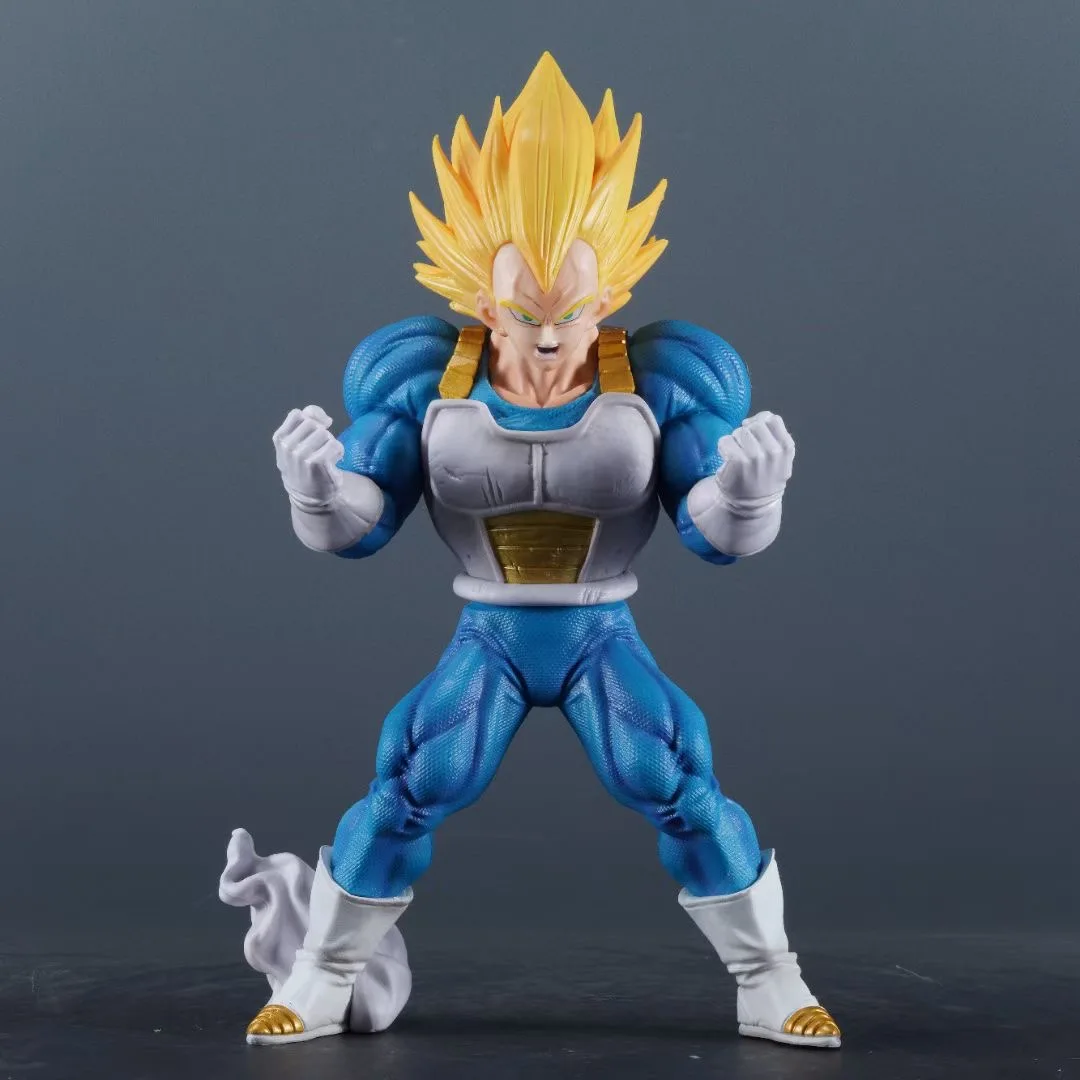 25.5cm Dragon Ball Muscle Vegeta Super Saiyan Exercise Anime Figure Model Statue Boy Collection Desktop Decoration Ornament Toy