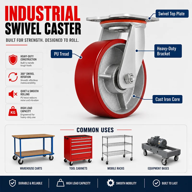 

Heavy Duty PU Caster Wheels 3/4/5/6/8 Inch Iron Core Swivel Fixed Brake Casters for Trolley Cart Workbench