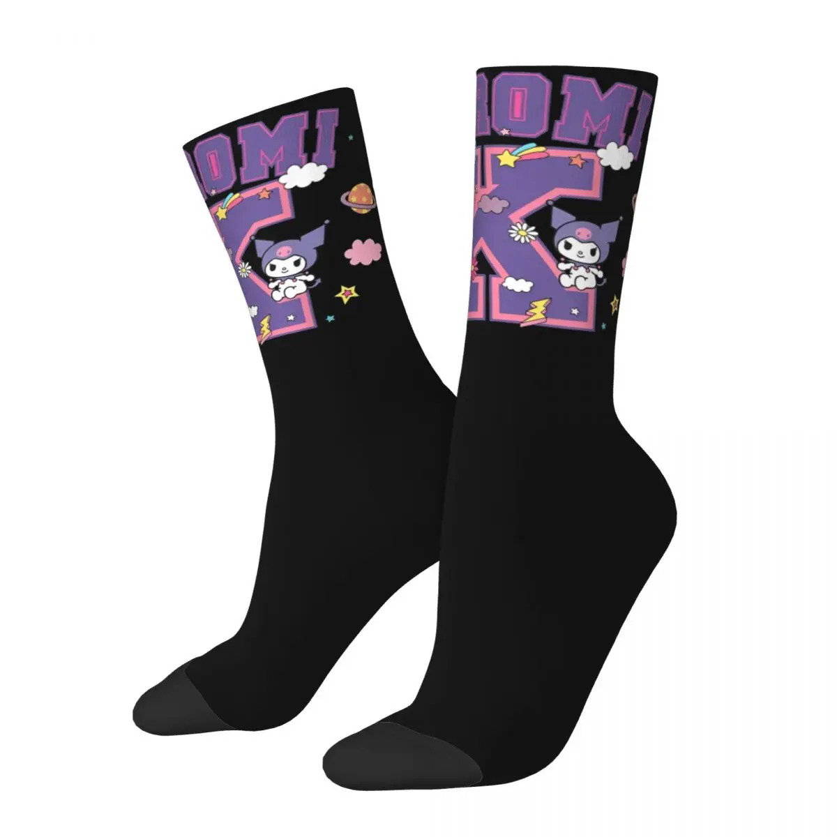 Kawaii Kuromi Varsity Merch Socks Sweat Absorbing Funny Cartoon High Quality Middle Tube Socks Soft for Unisex Present