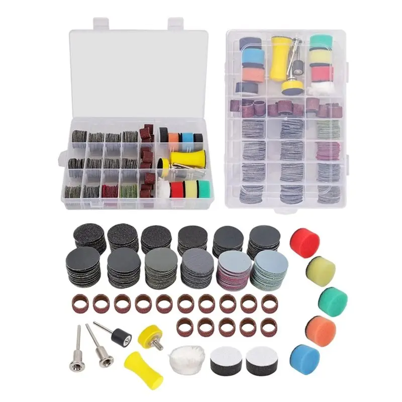 

SHGO-For Dremel Sanding Bits 268 PCS 1 Inch Wet Dry Sanding Discs& Drums Hook And Loop Sandpaper 60-10000 Grit