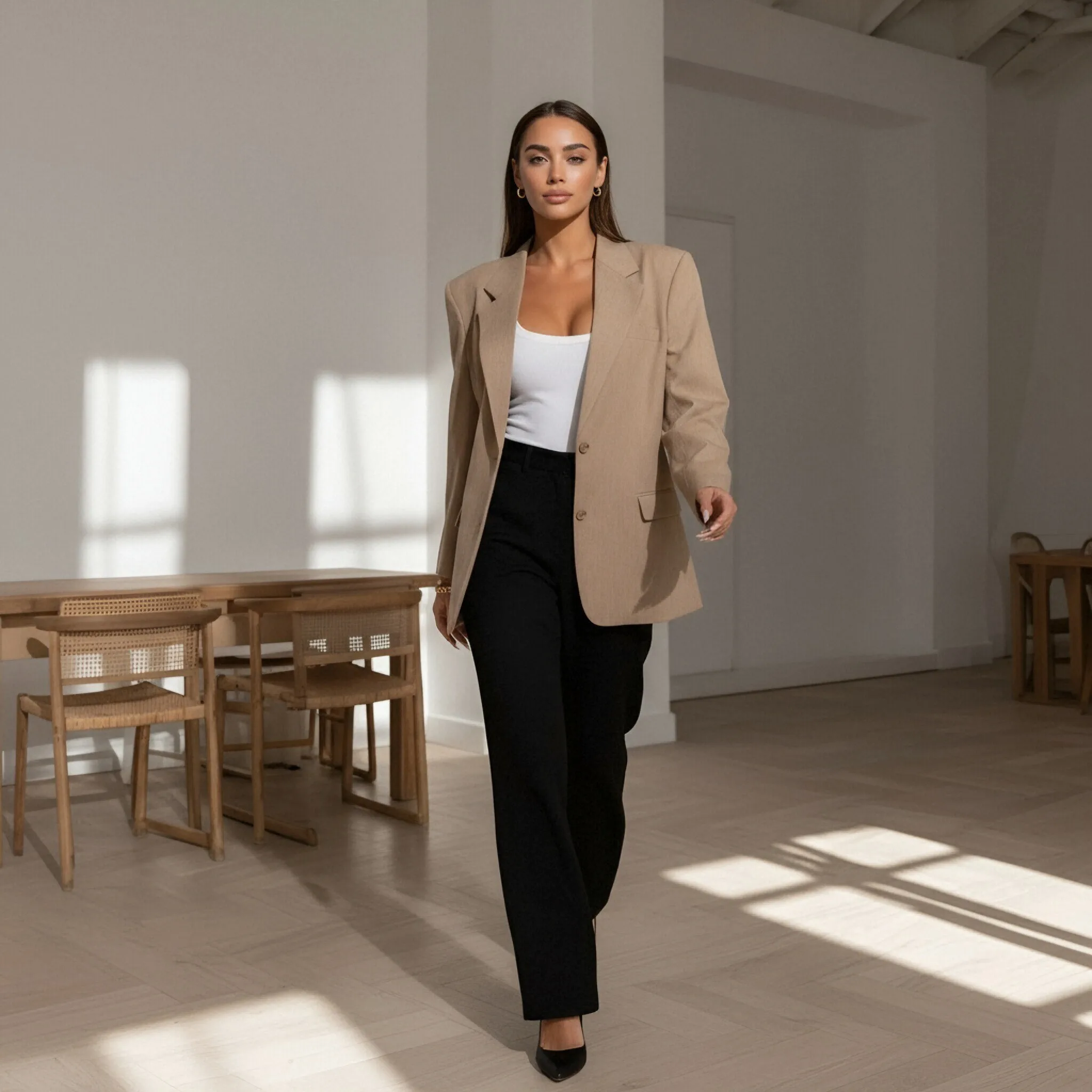 ربيع الخريف طويلة الأكمام مستقيم أنبوب الذراع عارضة صالح اللباس البدلة المرأة أعلى أزياء نمط عارضة الديكور لا شيء #4