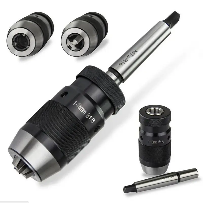 2025 newest  automatic lathe drill chuck 16 mm 13mm chuck drill B10 B12 B16 B18 B22 Self Tightening Drill Chuck Keyless Drilling - Image 2