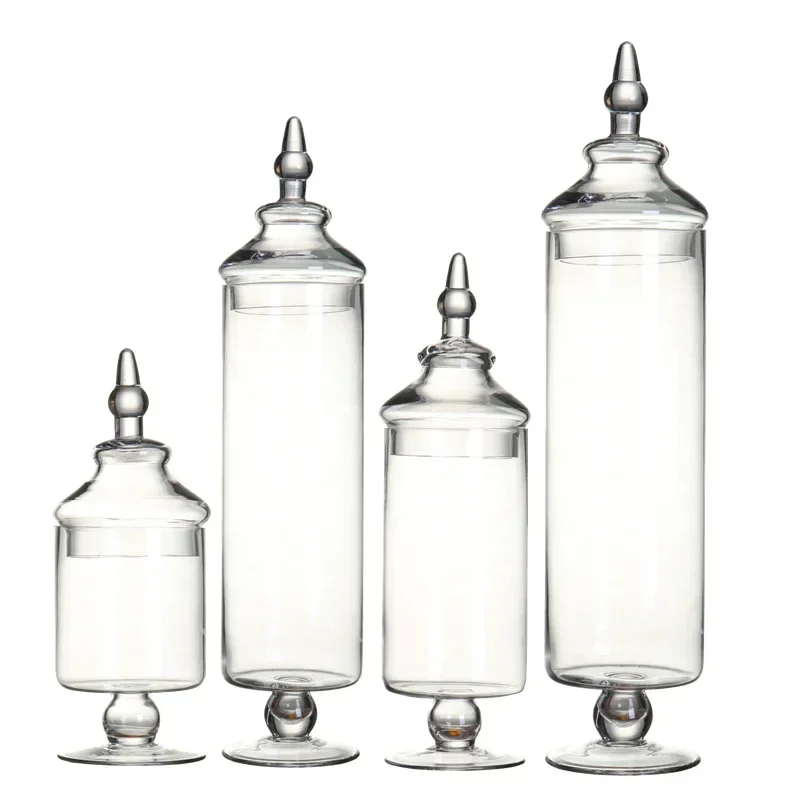 

Hot sales edding Sucrier Decorative Jar White Material Glass Furnishing Article Candy Box Glass Cylinder Storage Jar